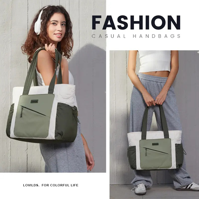 🔥70% OFF | LIMITED TIME🔥LOVILDS Laptop Tote Bag for Women, Large Quilted Puffer Tote bag , Work and Travel Shoulder Bag