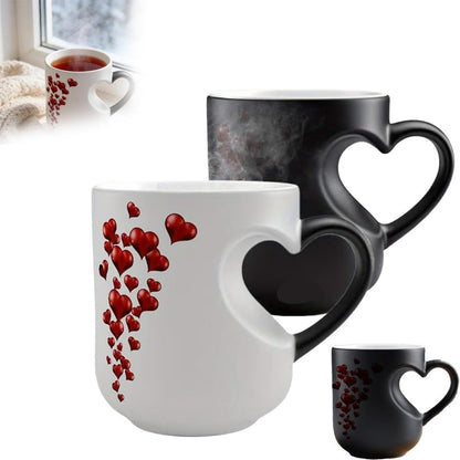 🔥70% OFF | LIMITED TIME🔥Heart-Shaped Color Changing Magic Ceramic Mug, Thermochromic Magic Reveal Design,