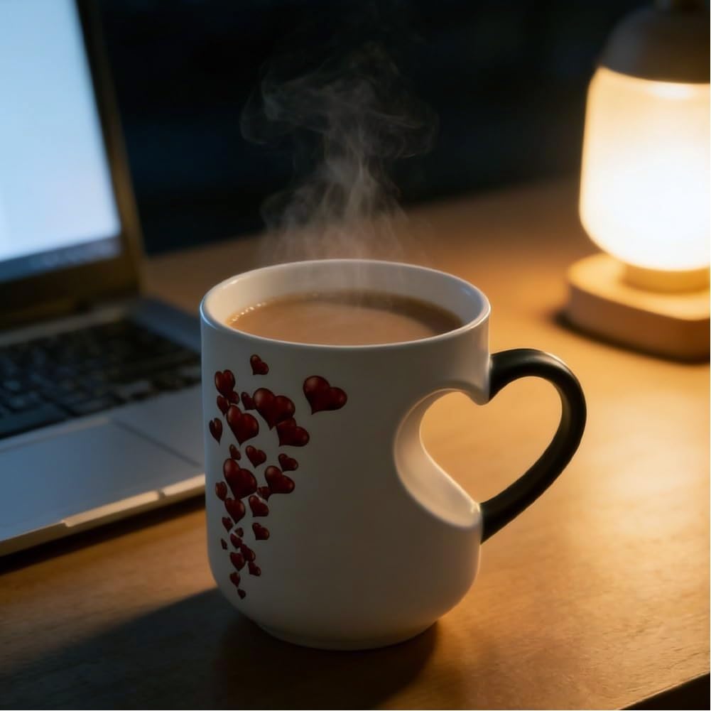 🔥70% OFF | LIMITED TIME🔥Heart-Shaped Color Changing Magic Ceramic Mug, Thermochromic Magic Reveal Design,