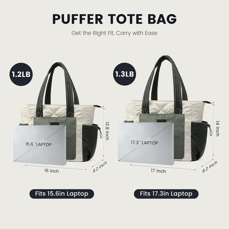 🔥70% OFF | LIMITED TIME🔥LOVILDS Laptop Tote Bag for Women, Large Quilted Puffer Tote bag , Work and Travel Shoulder Bag