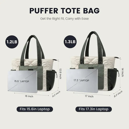 🔥70% OFF | LIMITED TIME🔥LOVILDS Laptop Tote Bag for Women, Large Quilted Puffer Tote bag , Work and Travel Shoulder Bag