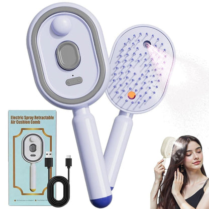 Electric Spray Hair Brush with LED Light & Massage
