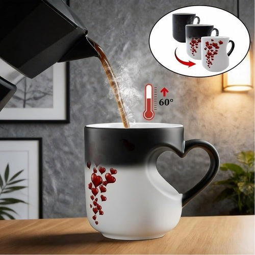 🔥70% OFF | LIMITED TIME🔥Heart-Shaped Color Changing Magic Ceramic Mug, Thermochromic Magic Reveal Design,