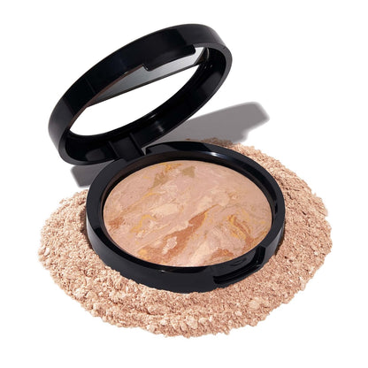 LOVILDS Award-Winning Baked Balance-n-Brighten Color Correcting Powder Foundation - Fair - Buildable Light to Medium Coverage - Demi-Matte Natural Finish