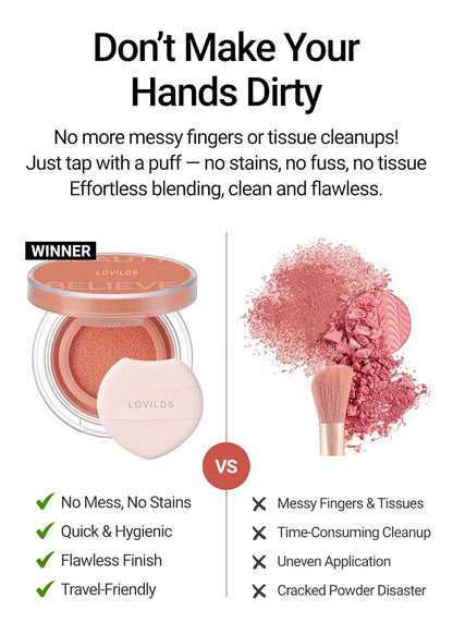 LOVILDS Artist Cushion Blush | Hydrating Korean Makeup Cushion Blush