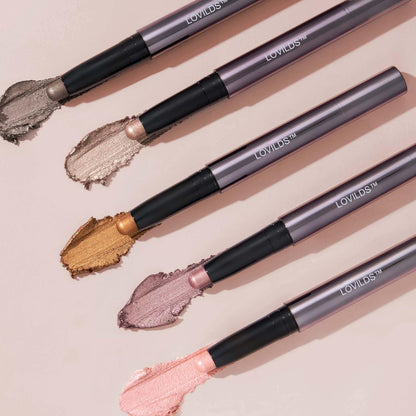 LOVILDS Eyeshadow Crème-to-Powder Waterproof Shadow Stick Duo – Long-Lasting, Crease-Proof, Easy Appy with Built-in Smudger