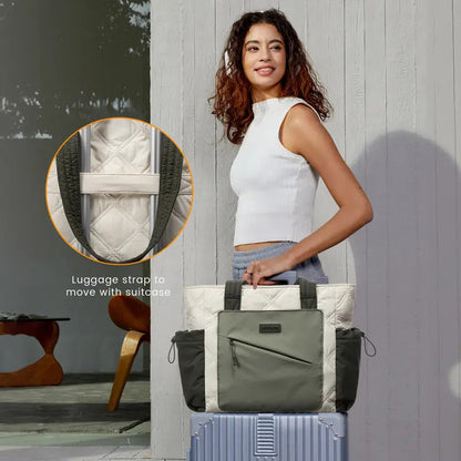 🔥70% OFF | LIMITED TIME🔥LOVILDS Laptop Tote Bag for Women, Large Quilted Puffer Tote bag , Work and Travel Shoulder Bag