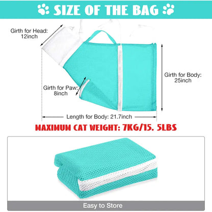 🚨 Huge Discounts🚨Cat Bathing Grooming Bag - Multifunctional Adjustable Breathable Restraint Shower Bag with Anti-Bite and Anti-Scratch Features