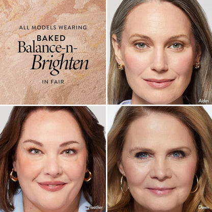 LOVILDS Award-Winning Baked Balance-n-Brighten Color Correcting Powder Foundation - Fair - Buildable Light to Medium Coverage - Demi-Matte Natural Finish