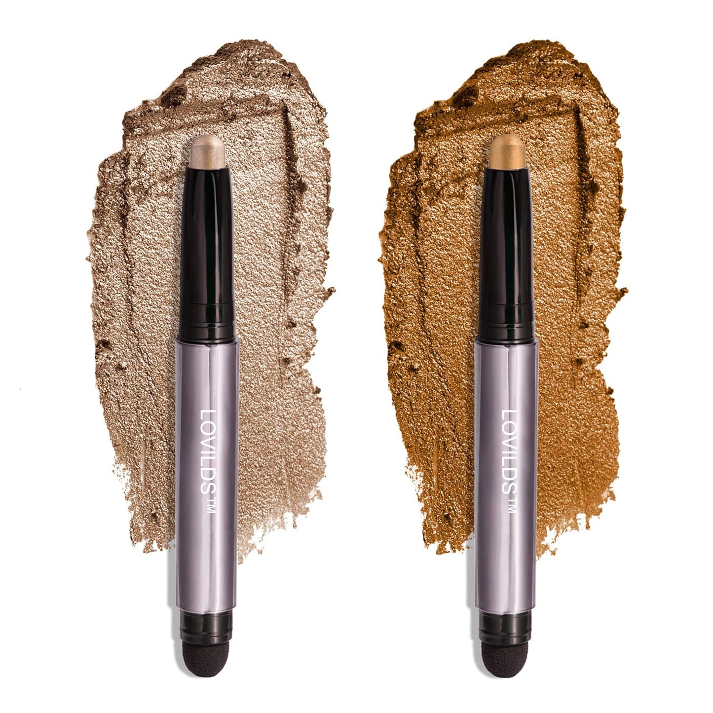 LOVILDS Eyeshadow Crème-to-Powder Waterproof Shadow Stick Duo – Long-Lasting, Crease-Proof, Easy Appy with Built-in Smudger