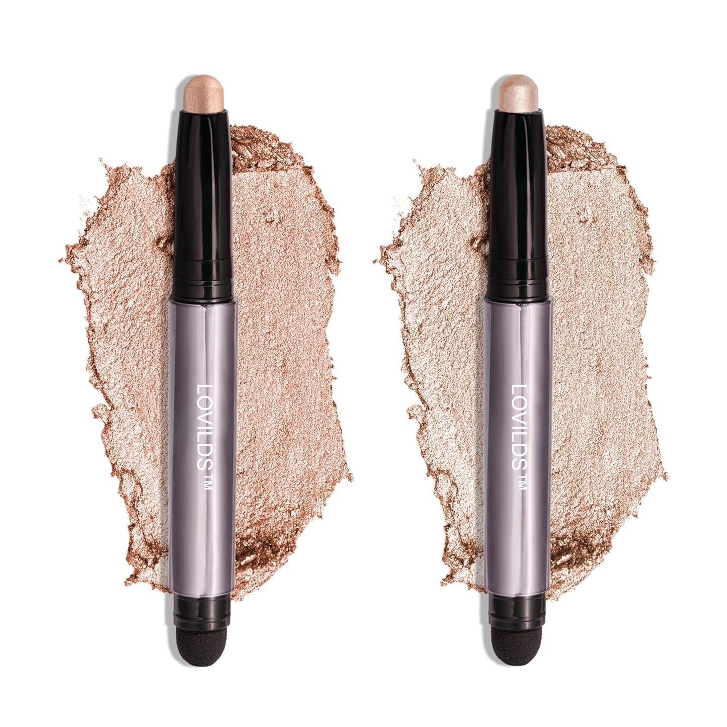 LOVILDS Eyeshadow Crème-to-Powder Waterproof Shadow Stick Duo – Long-Lasting, Crease-Proof, Easy Appy with Built-in Smudger