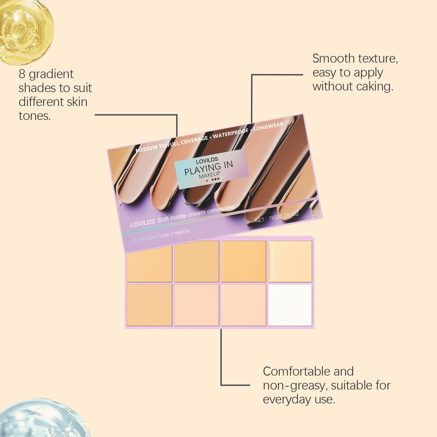 🔥60%OFF🔥LOVILDS Soft Matte Cream Concealer 8-Shade Fade Palette
