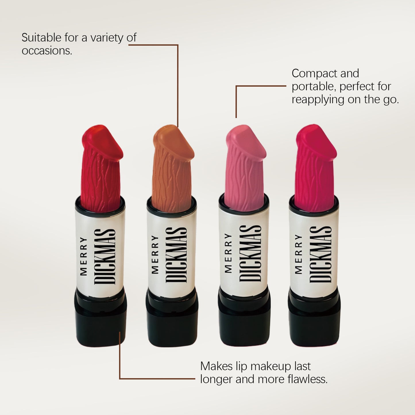 Christmas Secret Party Lipstick Collection — silky smooth, naturally pigmented, and matte with no smudging.