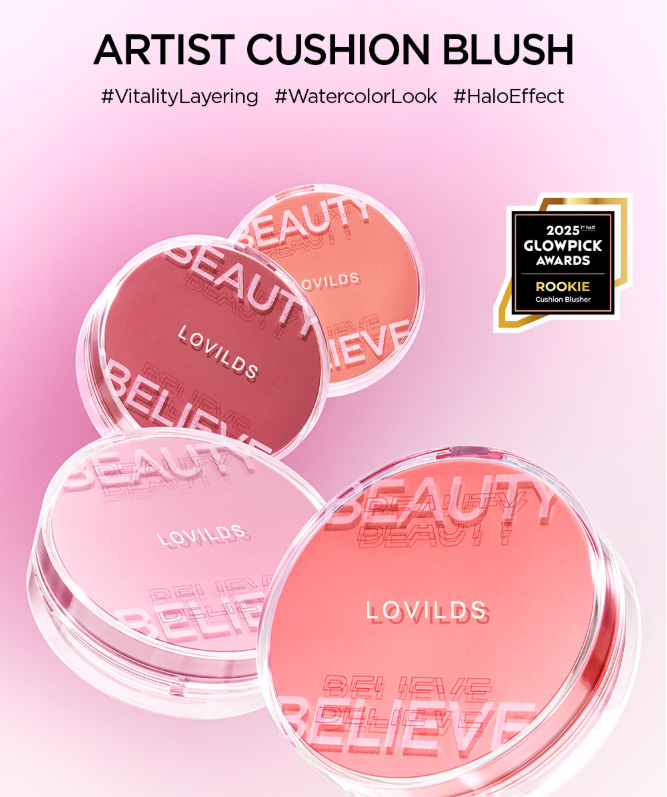 LOVILDS Artist Cushion Blush | Hydrating Korean Makeup Cushion Blush