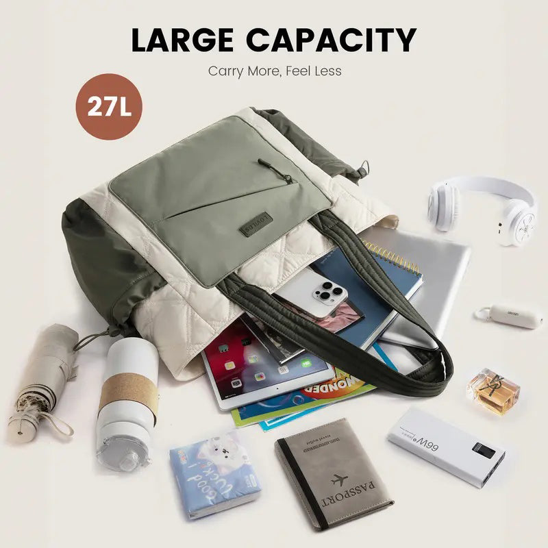 🔥70% OFF | LIMITED TIME🔥LOVILDS Laptop Tote Bag for Women, Large Quilted Puffer Tote bag , Work and Travel Shoulder Bag